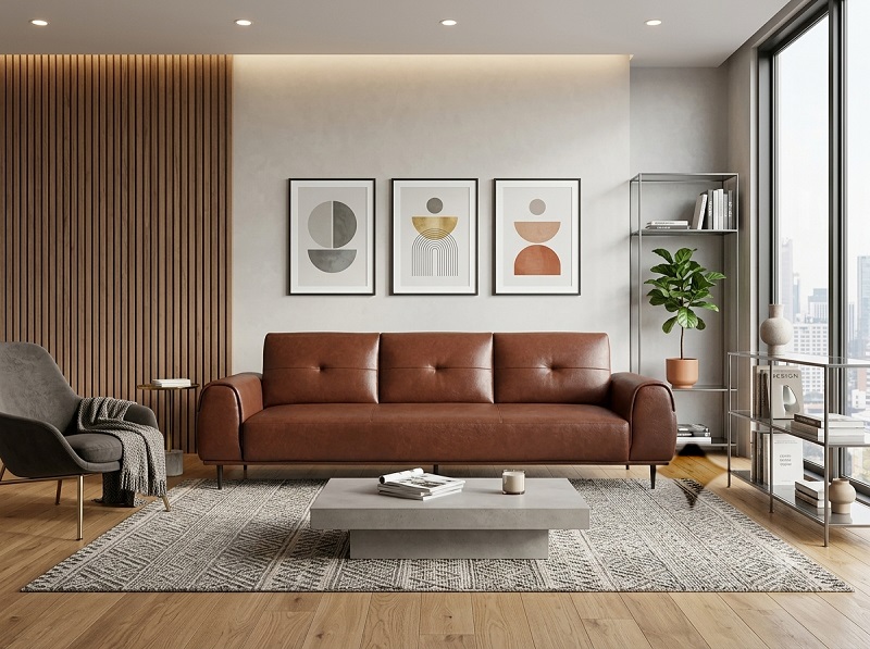 Sofa da form bo cong chân thanh mảnh