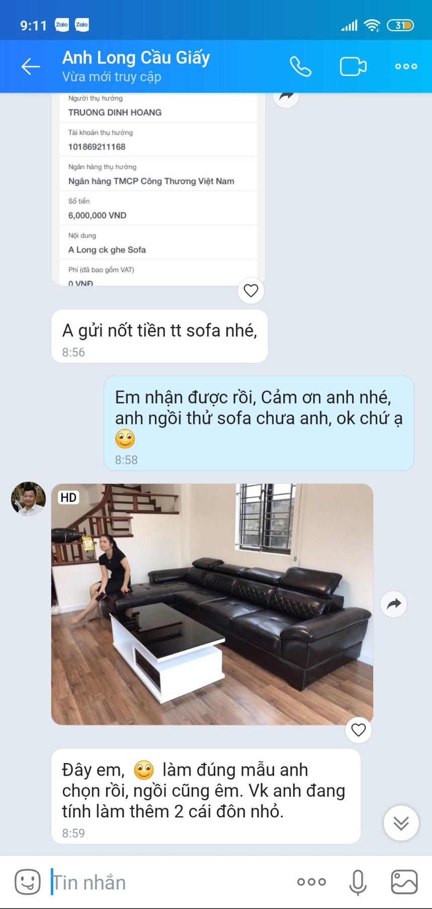 Phản hồi khách hàng qua Zalo